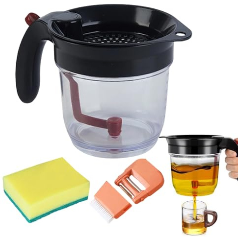 Gravy Fat Separator – Transparent Measuring Jug, Oil and Fat Divider, Multi-Purpose Kitchen Gadget, Ergonomic Pouring Spout Design, Smart Cooking Solution Low-Fat Cooking for Sauce Preparation | Home