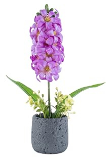 BEGONDIS Artificial Hyacinth Potted Plant, Faux Flower in Black Pot, Home Dinning Room Decoration (Purple)
