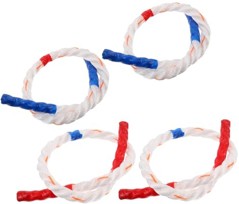 POPETPOP 4Pcs Short Gymnastics Ropes Braided Nylon 60Cm Red Blue for Fitness and Kindergarten Exercise Equipment