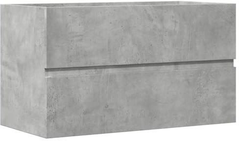 Jkghdrt Lavabo da incasso con cassetto in legno grigio cemento 90 x 38,5 cm – Mobile lavabo grigio cemento 90 cm di larghezza e armadio bagno in legno 5 x 45 cm con cassetto
