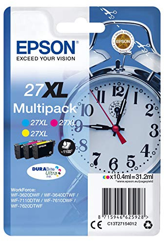 Epson C13T27154022 Tri Farbe (Gelb, Magenta, Cyan) Original Tintenpatronen Pack of 1, Multi-pack XL, black