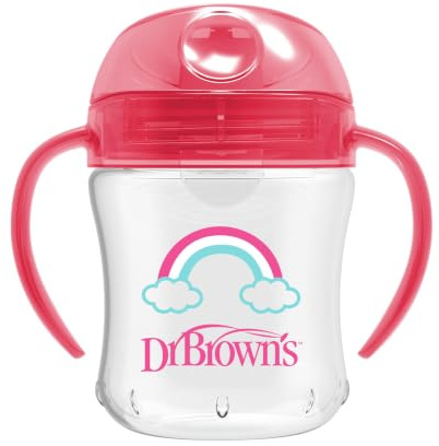 Dr Brown's Natural Flow Soft-Spout Transition Cup, 6 oz/180 ml (6m+) Pink (Pack of 1)