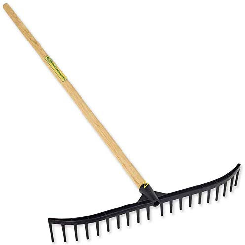 GroundMaster 20-Tine Polyproylene Rake - 60 Hardwood Shaft Durable Garden Tool