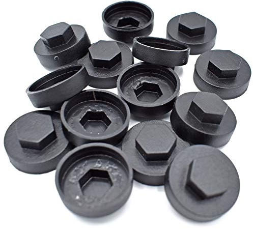 500 x HEX TEK 16mm Roofing & CLADDING TEK Screw Push ON CAPS Weather Seal Black
