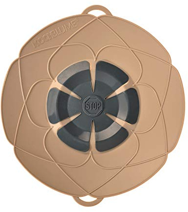 Kochblume M Ø14-20cm | Silikon Überkochschutz | Spritzschutz | Universaldeckel | Premium-Silikon | Hitzbeständig | Spülmaschinenfest | Farbe: taupe