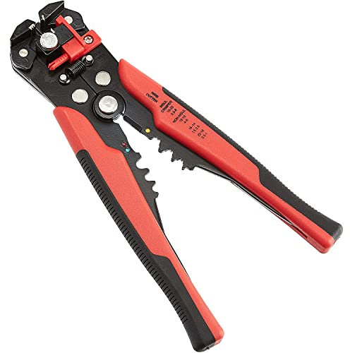 Amazon Basics Self-Adjusting Wire Stripper, Black/red