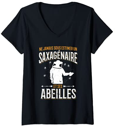 Femme Apiculteur Tshirt Homme Humour Abeille Cadeau Apiculture T-Shirt avec Col en V