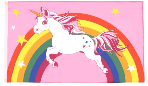 AZ FLAG Drapeau Licorne Arc En Ciel 90x60 cm Gay Polyester 100D 2 Œillets | Usage intérieur et extérieur Drapeau décoratif coutures doubles et bords renforcés avec œillets métalliques