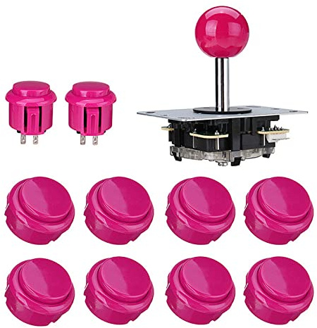 Arcade Game Controller Joystick Kits, ABS Zero Delay Game Joystick Arcade Tasten für PC Windows MAME Pi (Pink)