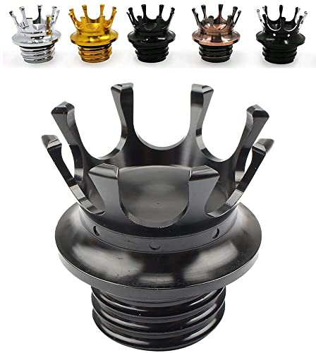 Motorrad King Crown Tankdeckel Tankdeckel Rechtsgewinde Reservoir Öldeckel Aluminium für Harley Sportster XL 1200 883 48 Road King Softail Dyna Touring (schwarz)