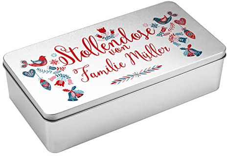 Herz & Heim® Blechdose als Geschenkverpackung für Stollen oder Plätzchen - 32,5 cm x 7,6 cm x 16 cm (B/H/T) (Stollendose)