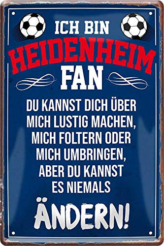 Blechschild ''Heidenheim Fan'' 20x30cm Geschenk Lustige Sprüche Feier Vintage Retro Geburtstag Deko Party Überraschung Fan Fußball Mannschaft Verein Bolzen