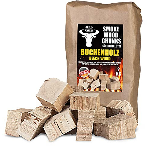 Räucherklötze Smoker Grill Chunks für BBQ Buche Räuchern 2-4 kg XXXL Räucherofen Wood Grillen Smoken Zubehör Smoke Raeuchern Feuerschale Chips Grillmaster
