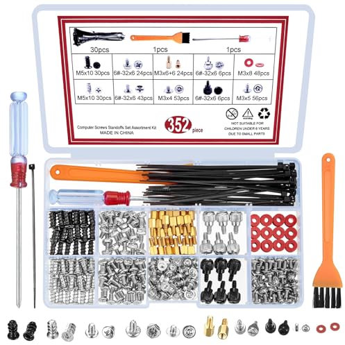 Lot de 350 Vis pour Carte Mere, Vis Informatique, Kit de Vis pour Ordinateur Personnel, Ordinateur Portable, Carte Mère pour Disque Dur, Boîtier de Carte Mère, Ventilateur de Carte Mère, CD-ROM