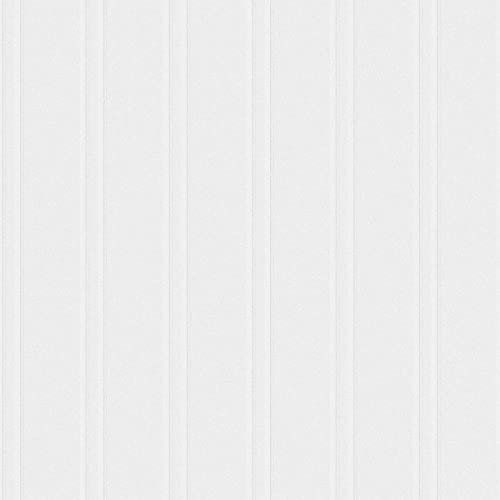 ReWallpaper Carta da Parati Bianca Adesiva Muro Lavabile Carta da Parati a Righe Autoadesiva Carta Adesiva Per Mobili Vintage Carta Parati Striscia Pellicola Adesiva Per Mobili Cucina Bianco 44.5CM×3M