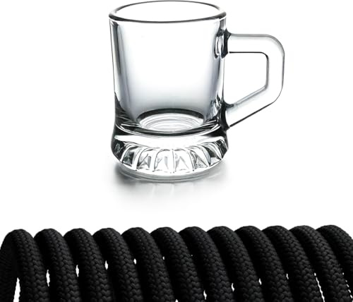 Carlso 24x Schnapsgläser zum Umhängen für JGA, Party Hochzeit, 2-3cl, mit Henkel (776, schwarz)