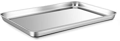 Baking Tray, Onader Stainless Steel Rectangle Baking Cookie Sheet Pan, Large Professional Oven Tray for Cooking Serving, Non Toxic & Healthy, Mirror Finished & Dishwasher Safe, 40.5x30.5x2.5cm