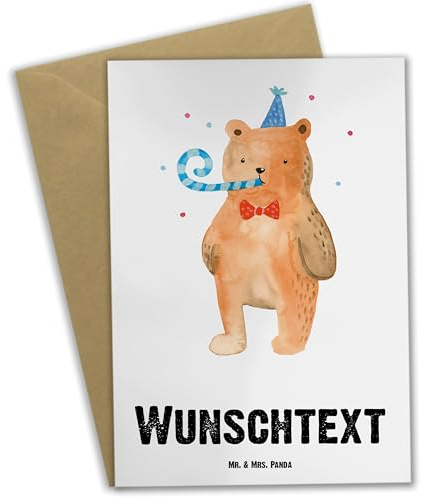 Mr. & Mrs. Panda Personalisierte Karte Bär Geburtstag - Geschenke, grußkarte personalisiert, Alles Gute, individuelle, Grußkarten, Teddy, Glückwunsch, personalisierbar, Happy Birthday