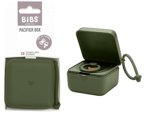 BIBS Pacifier Box with Loop for Storing & Carrying Soothers | 100% BPA Free Material | Designed & Made in Denmark | Hunter Green