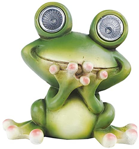 Uonlytech Gartenfroschlampe Harz Froschstatue Licht Solarbetriebene Gartenlampe LED Froschauge Gartenstatuen Gartenskulpturen Für Rasenterrasse Balkondekoration Im Freien
