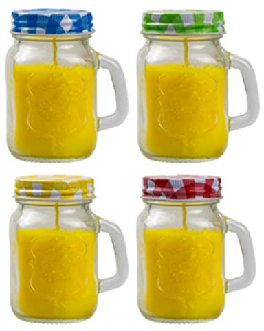 Widdle Gifts Set of 4 Citronella Candle Glass Mason Jar - Indoor/Outdoor Use 0998
