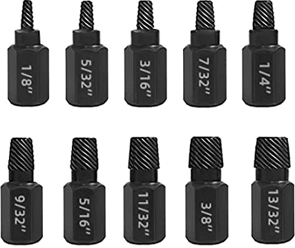 Kit d'extracteur de vis endommagées Saipor - 10 pièces avec tige hexagonale, extracteur de boulons arrondis pour vis brisées, pour éliminer les boulons et les vis cassées