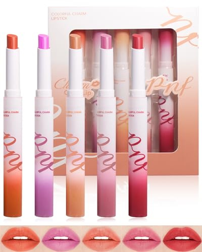 5Pcs Matt Lippenstift Make-up Set, Velvet Nude Rose Rot Lipgloss Langanhaltend, Wasserdicht Lipstick Leichtigkeit Non-Stick Lip Balm, Hochpigmentierter Full Coverage Lipstick Kit für Valentinstag-B