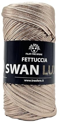 fettuccia per borse Swan Lux 120g - 50 mt per uncinetto 6-8 per creare borse handmade (effetto lux, caffe - 04)