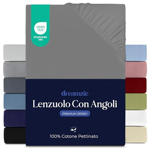 Dreamzie Premium Spannbettlaken 80x200 cm, Spannbetttuch für Dicke Matratzen bis zu 12 cm, Bettlaken 100% Jersey Baumwolle, 150 g/m², Oeko-TEX Zertifiziert - Anthrazit