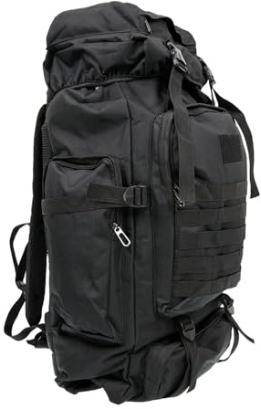 OpTacs Taktischer Wanderrucksack 80l Molle Camping Rucksack wasserdicht Outdoor Sport Backpack Tactical Reiserucksack für Jagd, Wandern, Trekking, Angeln (Schwarz)