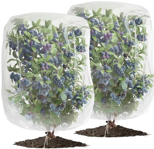 OAHAO 2 Pack Insect Bird Barrier Netting Mesh with Drawstring,Garden Bug Netting Plant Cover,Tomato Protective Cover Fruits Tree Blueberry Bush Netting Cover Bag Protection for Vegetables(1 * 1.5m)