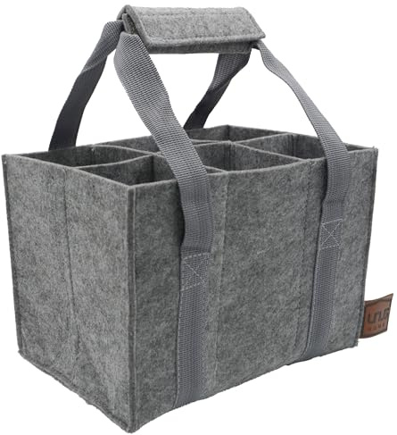 UNUS Flaschenträger 6 Flaschen, Flaschenhalter Flaschentasche Filz | Bottle Bag Männerhandtasche Flaschen Tasche Filztasche Biertasche Tasche