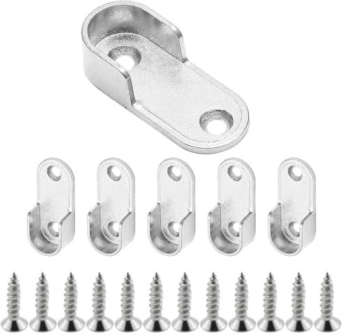 JEYORZY 6 Stücke Kleiderstangenhalter Kleiderstange Halterung Schrankrohrlager, Garderobe Stangen Halterung, Garderoben Flansch Schienen Halterung und 12 Stücke Schrauben, Garderobe Stangen Halterung