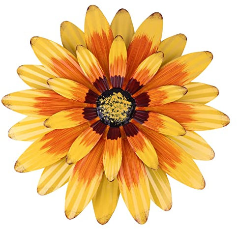BIUDECO Wrought Iron Daisy Pendant Flower Wall Decoration for Garden Decor and Home Decor Featuring Garden Ornaments for Outdoor Use