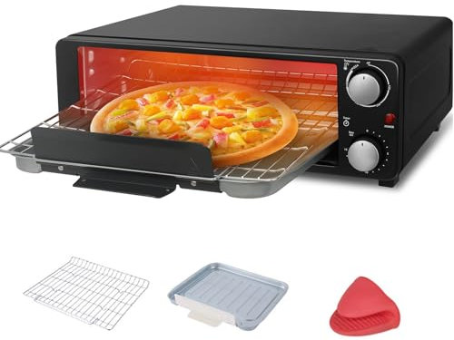 Forno Elettrico Per Pizza Da 1200 W, Forno Per Pizza Portatile Da Interno, Pizza Da Tavolo, Cuoci Pizza in Acciaio Inox Con Timer Da 15 Minuti, 0-230 °C Regolabile Per Uso Domestico Al Ristorante