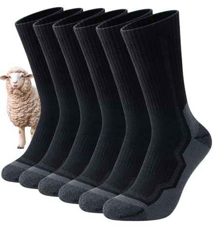 PULIOU Merino Wandersocken Herren Damen, Outdoor Trekkingsocken Atmungsaktiv & Anti-Blasen Wollsocken Sportsocken Laufsocken Sneakersocken, 3 Paar