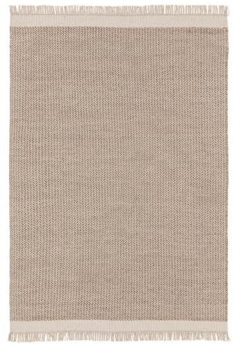 benuta Pure Wollteppich Kim - Beige 120x170 cm - Baumwolle,Wolle - Rechteckig & im Style: Ikat, Hygge & Cozy, Minimalistisch - Pflegeleicht für Wohnzimmer Schlafzimmer