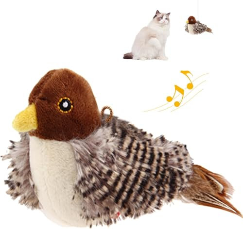 Cymwer Katzenspielzeug, Simulierter Zwitschernder Vogel, Elektronisches Spielzeug for Hunde und Katzen, Interaktives Zwitscherndes Vogel-Katzenspielzeug