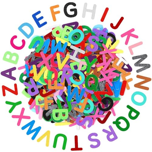 SEPGLITTER 300 Stück Buchstaben Aufkleber aus Filz, Bunte A-Z Alphabet Buchstaben Aufkleber Selbstklebend Klebebuchstaben für den Schulanfang DIY Bastelarbeiten Scrapbooking