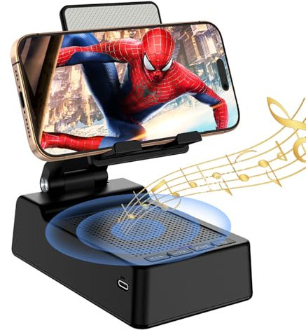Gifts for Men,Cell Phone Stand with Wireless Bluetooth Speaker Anti-Slip Base HD Surround Sound Compatible with iPhone Smartphones,Cool Gadgets for Men,Birthday Gifts for Him Husband Boyfriend