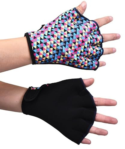 Gants de Natation Gants Palmés de Plongée Gants d'Entraînement Natation Gants Aquatiques Résistant à l'eau Palmés en Néoprène Surf pour Enfant Adulte (Rose, S)