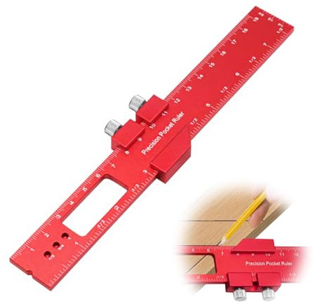 Streichmaß, Präzisions Anreißlineal Anreißwerkzeug Metall Lineal Streichmass Holzbearbeitung Woodpeckers Tools von 45° und 90° Markierungen mit Linealanschlag zum Anreißen & Zeichnen