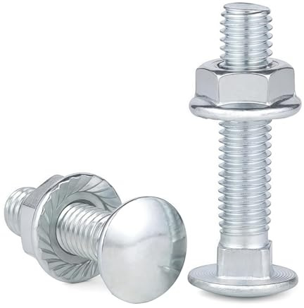 SHUNCHG 20 Piezas Tornillos de Cabeza Redonda Plana Tornillos Perno de Carruaje M6x50 Galvanizados con Tuerca Hexagonal Brida Acero al Carbono