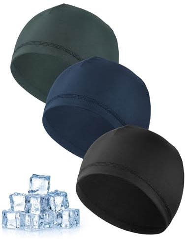 MELLIEX 3 Pezzi Sottocasco Bici Estivo, Berretto Skull cap in Seta Ghiaccio Traspirante Leggero Sottocasco Sportivo Notte per Uomo Donna