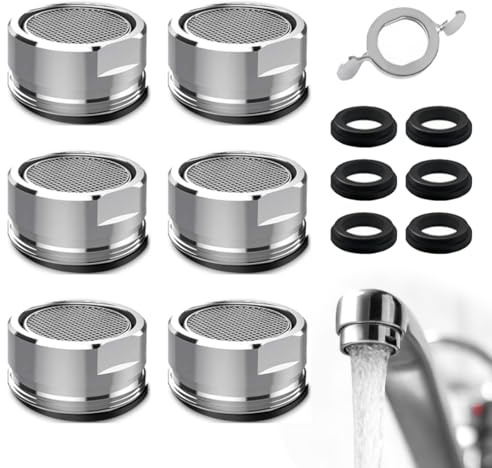6 Stück Wasserhahn Sieb Mischdüse Einsatz mit Edelstahlfilter und Verchromten Mischdüsenschlüssel, Strahlregler M24, Wasserhahn Filter, für Wasserhähne ersatzteile