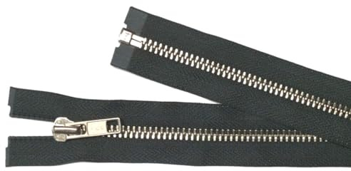 Reißverschluß Metall teilbar für Jacken 64 cm dunkel grau silber
