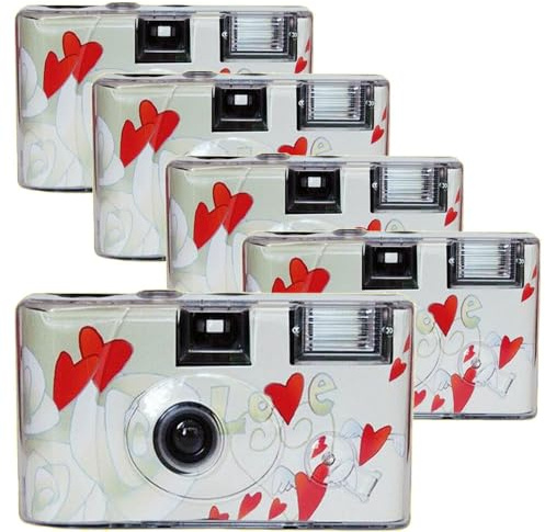 5X Topshot Fliegende Herzen Einwegkamera/Hochzeitskamera (27 Fotos, Blitz, 5-er Pack) MHD 12.2025