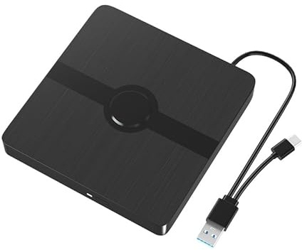 Alide Unidad Externa de y DVD USB 3.0 Tipo C, Unidad óptica portátil, grabadora de CD y DVD, Reproductor y Lector para Ordenador portátil con Windows.