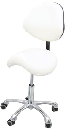 FXLUHAY Sattelhocker, Hockerstuhl mit Rückenlehne, rollbar, höhenverstellbar, for Salons und Büros, robuster Drehstuhl for medizinische und zahnmedizinische Zwecke(White)