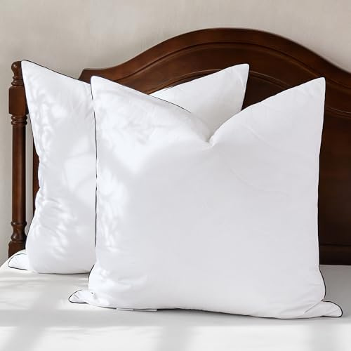 DOWNFOCUS Premium Kopfkissen,100% natürliche Federn, Ergonomisch optimiert 3 Kammern Nackenstützkissen, 40X40cm Set of 2
